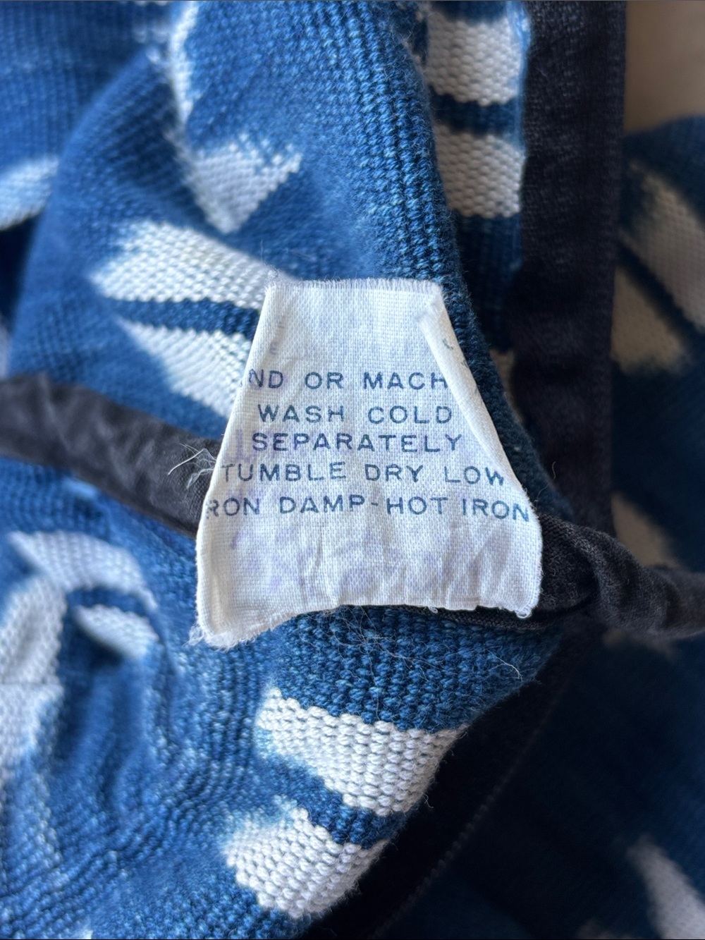 Vintage Handwoven Guatemalan Blue White Cotton Tote Market Bag Cottagecore Boho - Picture 6 of 7